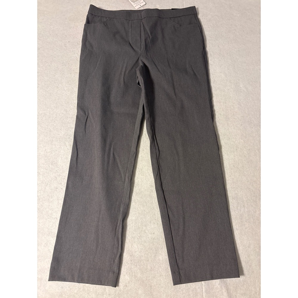 Alfred Dunner Slimming Waistband‎ Pants Womens 12 Gray New Straight Leg Pull On